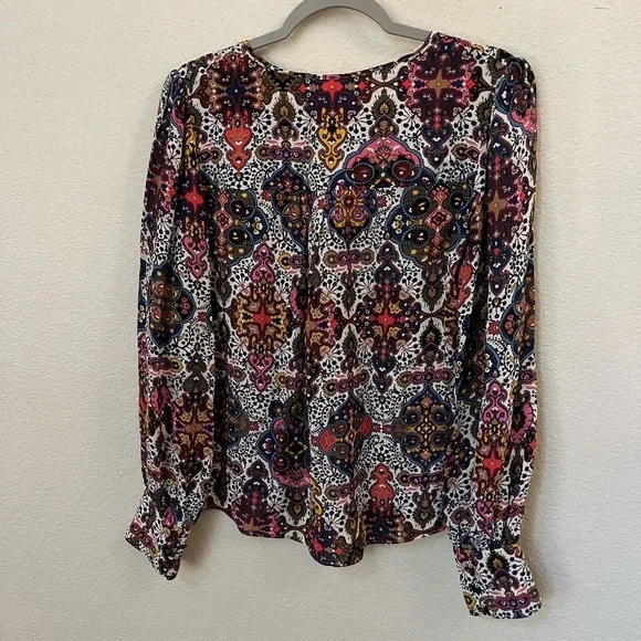 VERONICA BEARD | Sura Printed Crepe de Chine Blouse in Multicolor | Size 4 - Picture 10 of 13